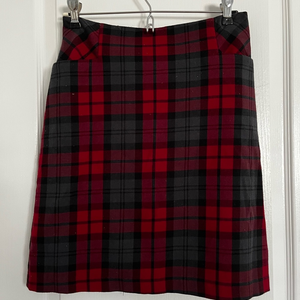 Red plaid skirt